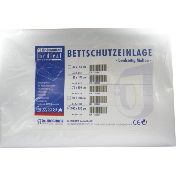 BETTSCHUTZEINLAGE doppelseitig Molton 100x150 cm