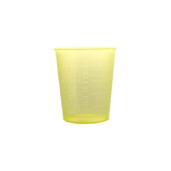Einnehmegläser Plastik 30ml Gelb